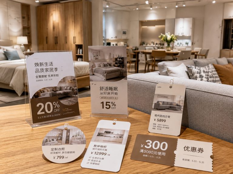 南岔县家具门店单页海报与吊牌